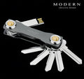 Metal keychain with multi-function key holder in gray silver black rose red sky blue stainless steel anodized aluminium