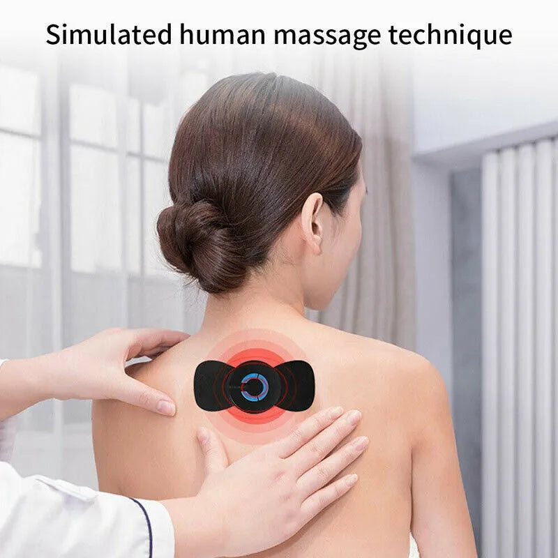 HQ-185 black mini electric shoulder and neck massager showing 15cm compact size