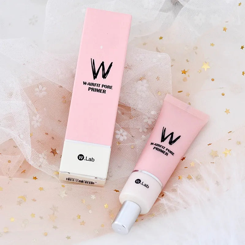 Pink cream before makeup face primer in tube packaging, brightening skin tone and creating invisible pores.