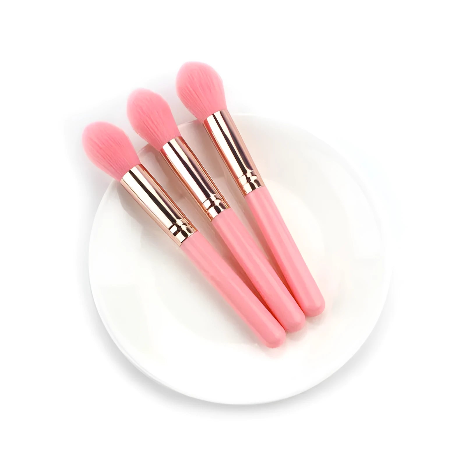 Pink blush brush with corrugated silk nylon bristles and plastic handle 15cm total length