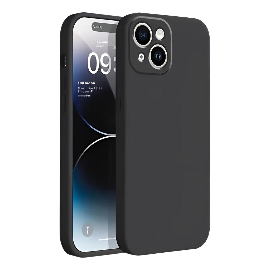 TPU phone case for Apple iPhone 12 to 15 Pro Max in classic black, fall protection shell