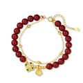 Sterling silver women's bracelet with Ruyi and Xiangyun motifs and cinnabar flower details
