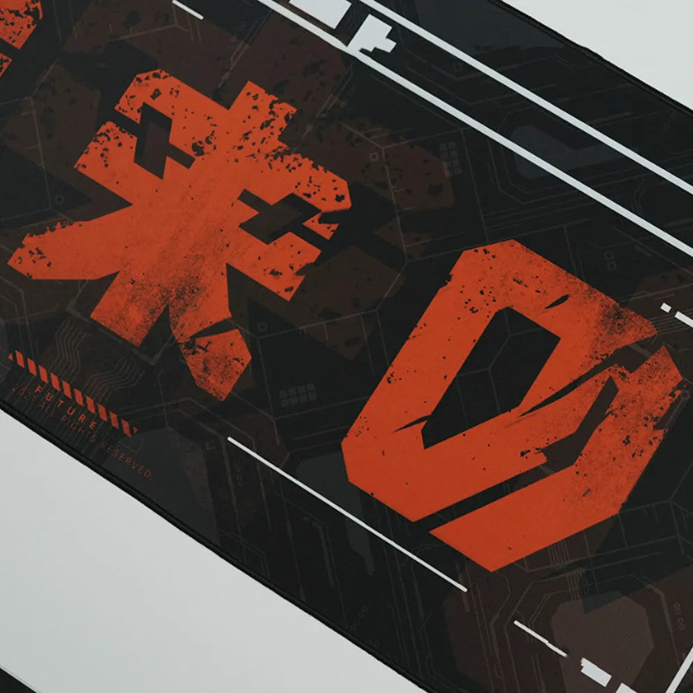 Black and red futuristic waterproof gaming mouse pad on a desk, 900x400x4mm size