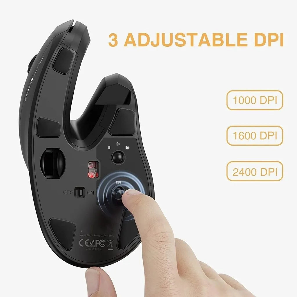 seenDa black vertical Bluetooth mouse with RGB lighting and dual-mode connectivity