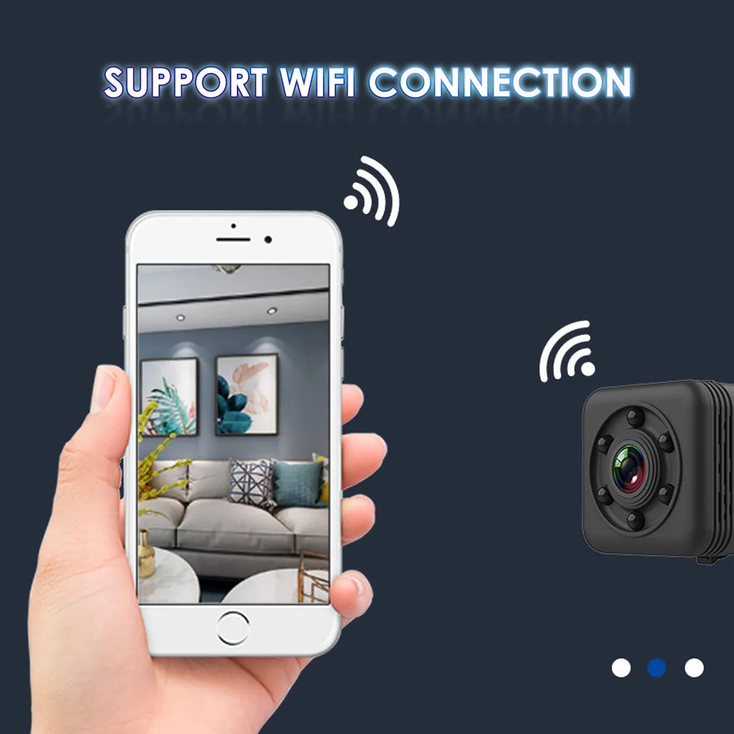 SQ29 black waterproof sports camera showing compact square design with MicroUSB port