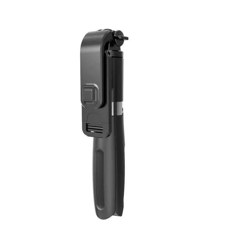 Bluetooth wireless remote control selfie stick in black, folded to 190mm with tripod base