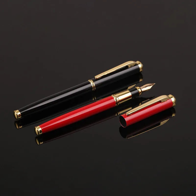 Red and black metal shell ink pen with a 0.5mm Yijin nib tip