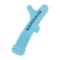 Blue TPR tree branch shaped chew toy for small dogs on a white background.