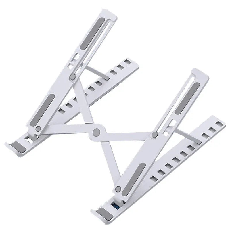 Portable laptop cooling base with 10-position folding bracket in black or white