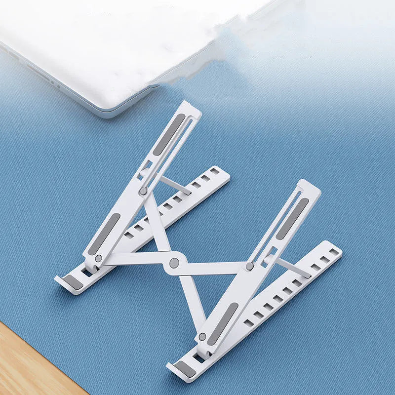 Portable laptop cooling base with 10-position folding bracket in black or white