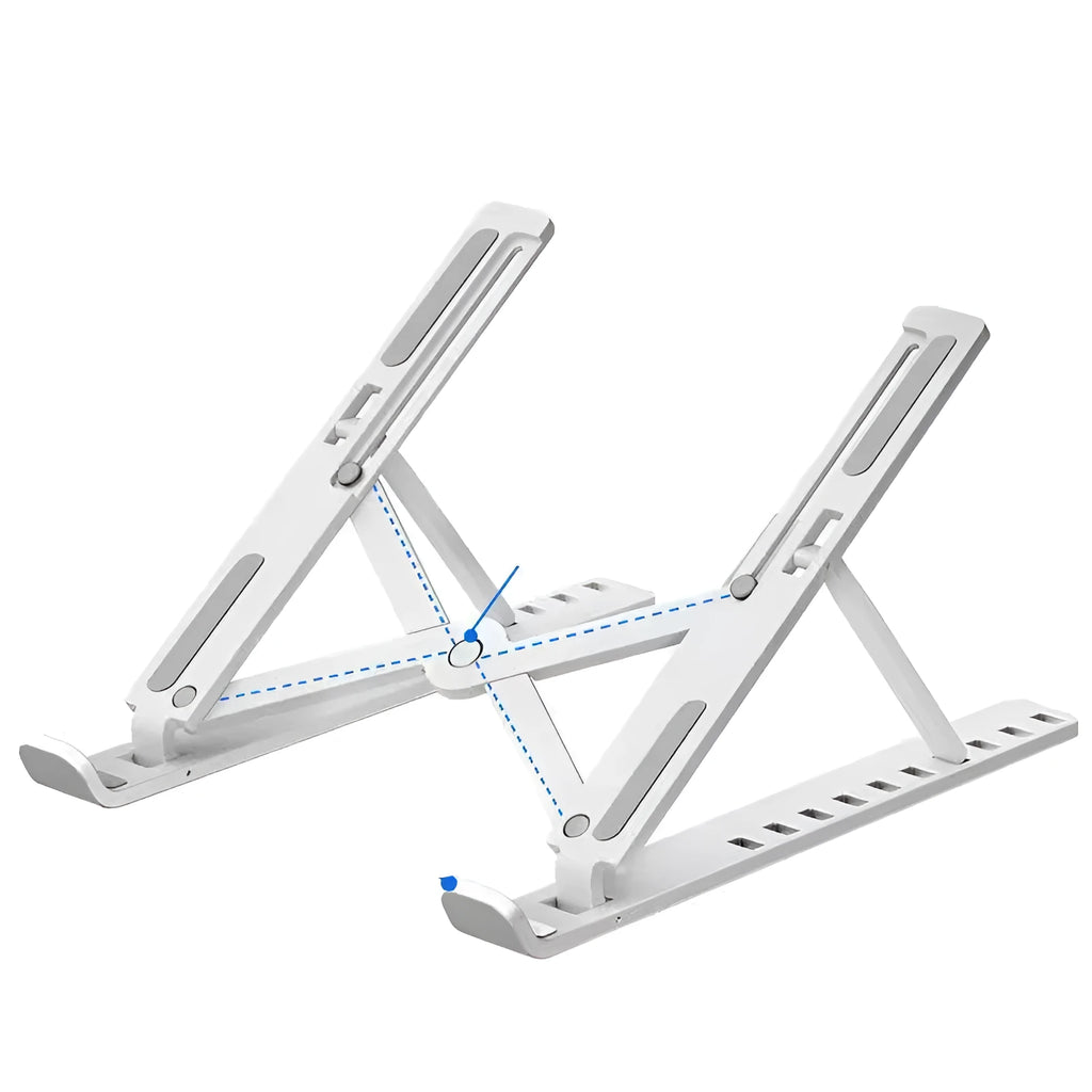 Portable laptop cooling base with 10-position folding bracket in black or white