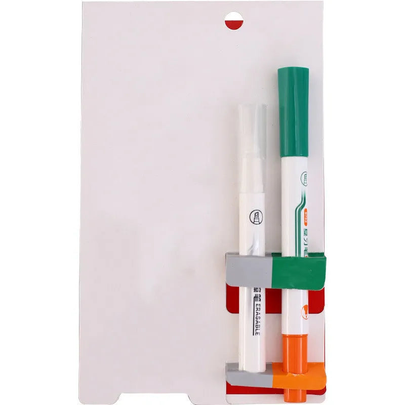 Green erasable highlighter pen set with oblique shape and integrated eraser on card packaging