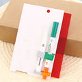 Green erasable highlighter pen set with oblique shape and integrated eraser on card packaging