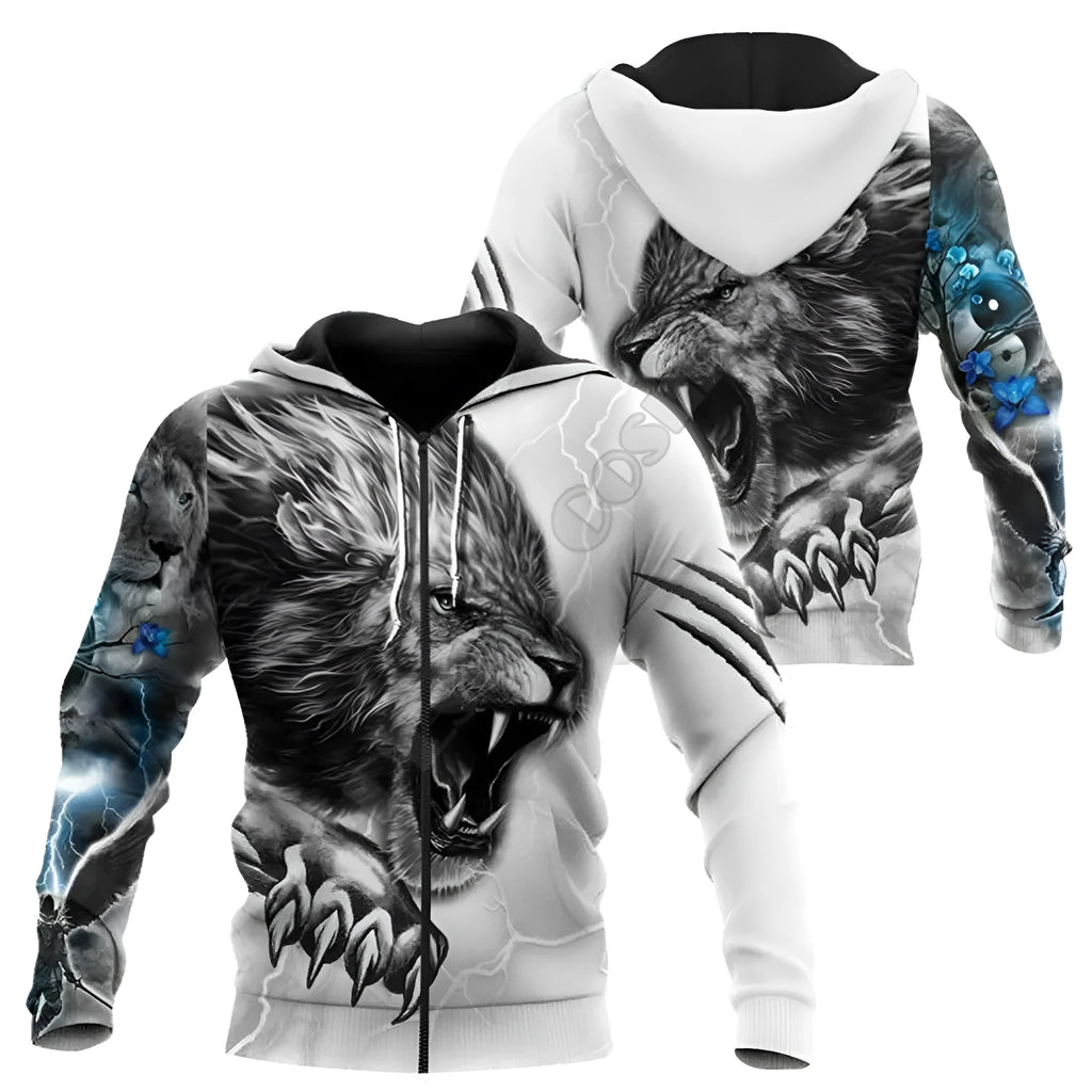 ELON Stylisches Hoodie Animal Edition loose fit zip-up polyester casual top in animal print