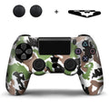 PS4 controller in camouflage silicone protective case with button caps and lamp stickers