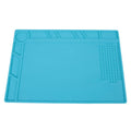 Blue silicone watch repair table mat with a non-slip surface for securing small components.