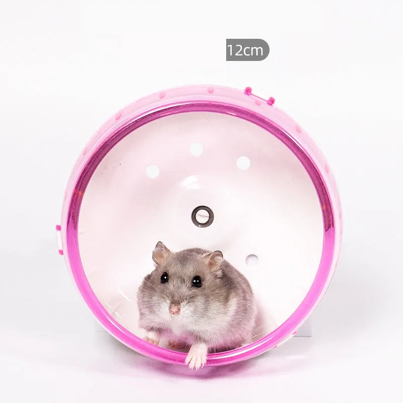 Hamster running wheel in blue plastic with metal shaft for silent exercise