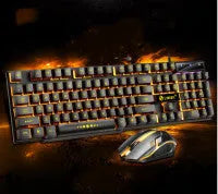 Limei Gtx300 backlit gaming keyboard and mouse set in multiple colour options on a desktop
