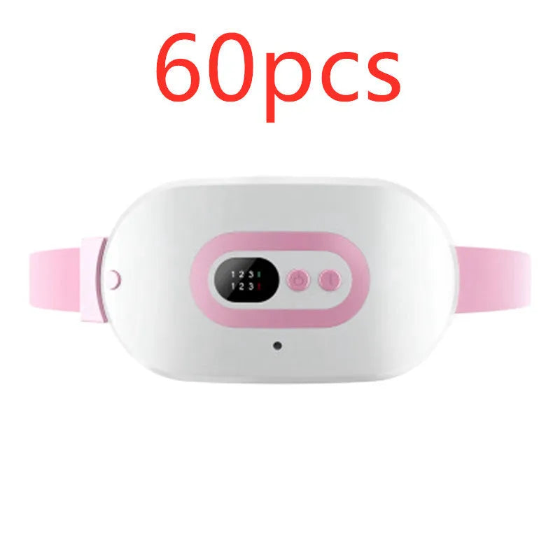 Pink rechargeable menstrual heat belt with adjustable temperature for stomach cramp relief