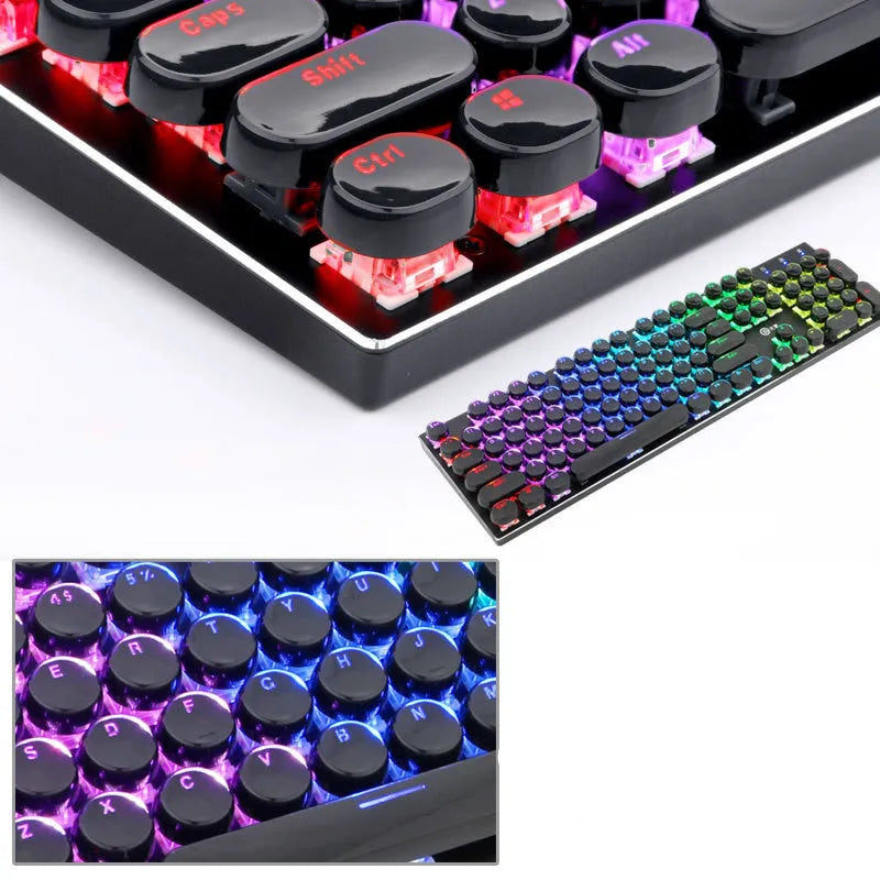 Set of 104 custom two-color mold mechanical keyboard keycaps in crystal finish, black and white variants