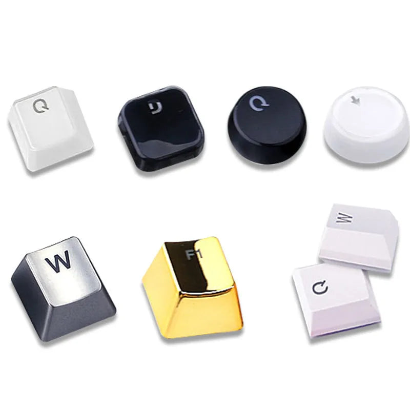 Set of 104 custom two-color mold mechanical keyboard keycaps in crystal finish, black and white variants