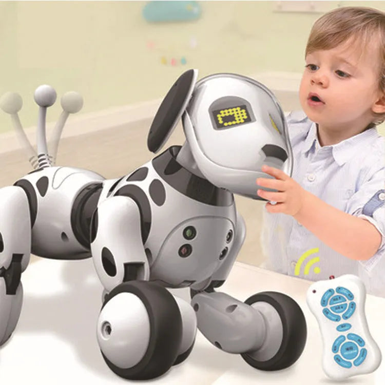 Smart robot dog electronic toy with remote control on floor