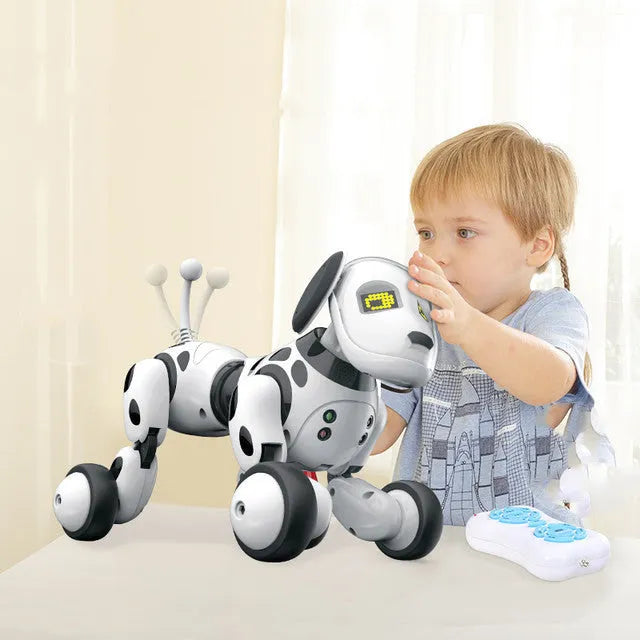 Smart robot dog electronic toy with remote control on floor