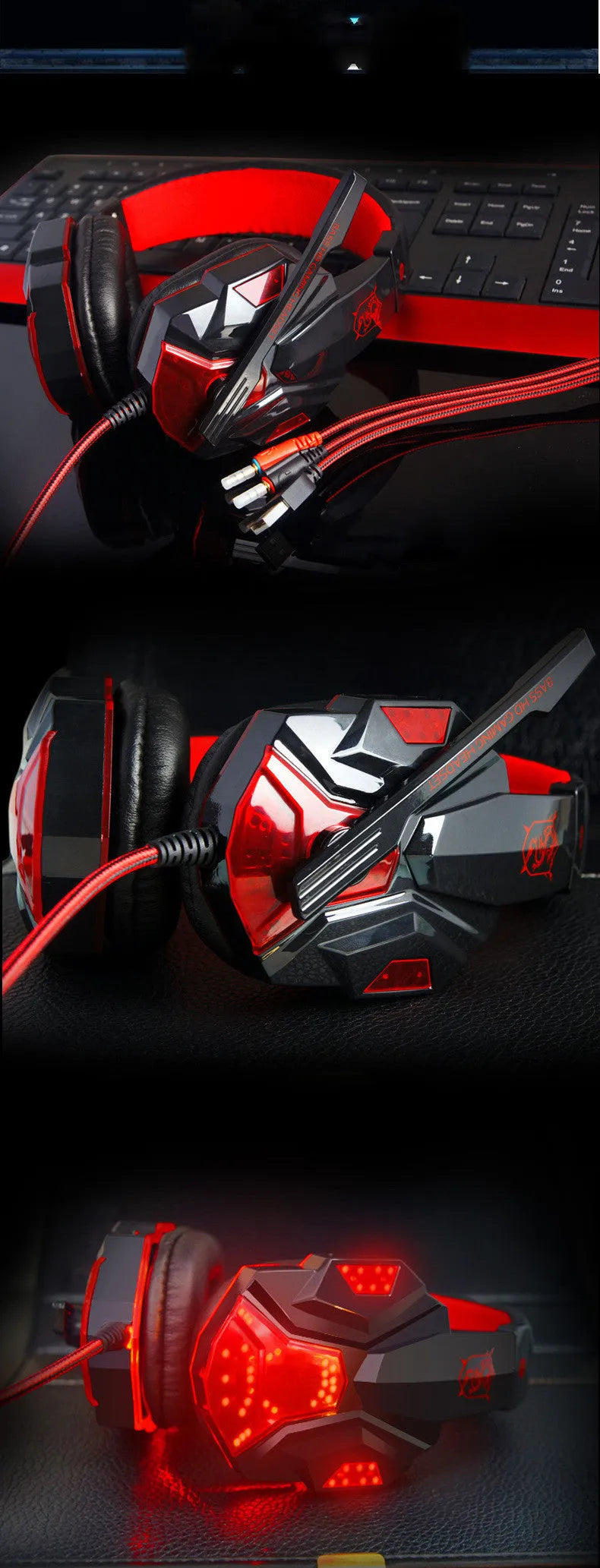 PC780 desktop gaming headset with microphone in black and blue colour option