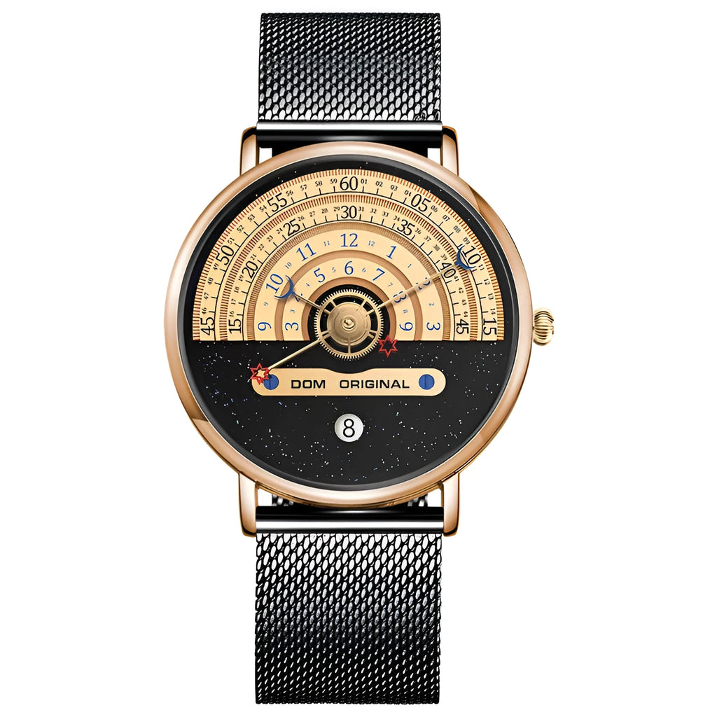 Men's creative sports watch with 40mm alloy case, quartz movement, and 30-metre waterproof rating