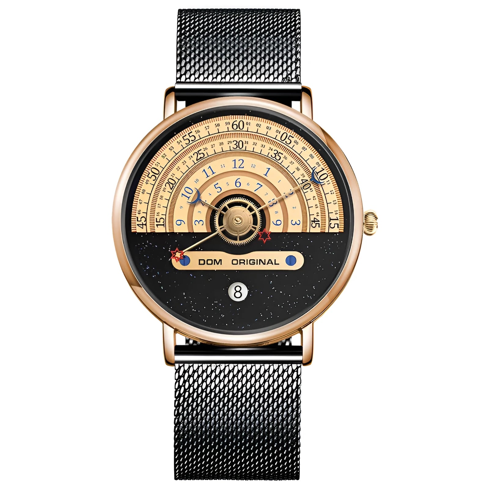 Men's creative sports watch with 40mm alloy case, quartz movement, and 30-metre waterproof rating