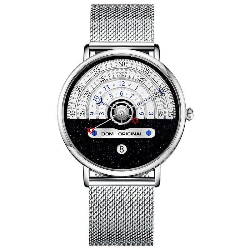 Men's creative sports watch with 40mm alloy case, quartz movement, and 30-metre waterproof rating