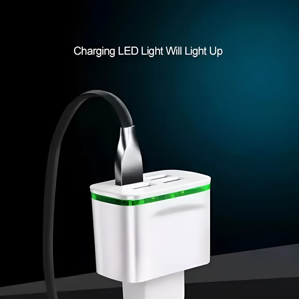 Universal travel charging head with USB port and light function, ABS shell, black colour, EU plug