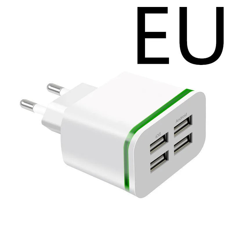Universal travel charging head with USB port and light function, ABS shell, black colour, EU plug