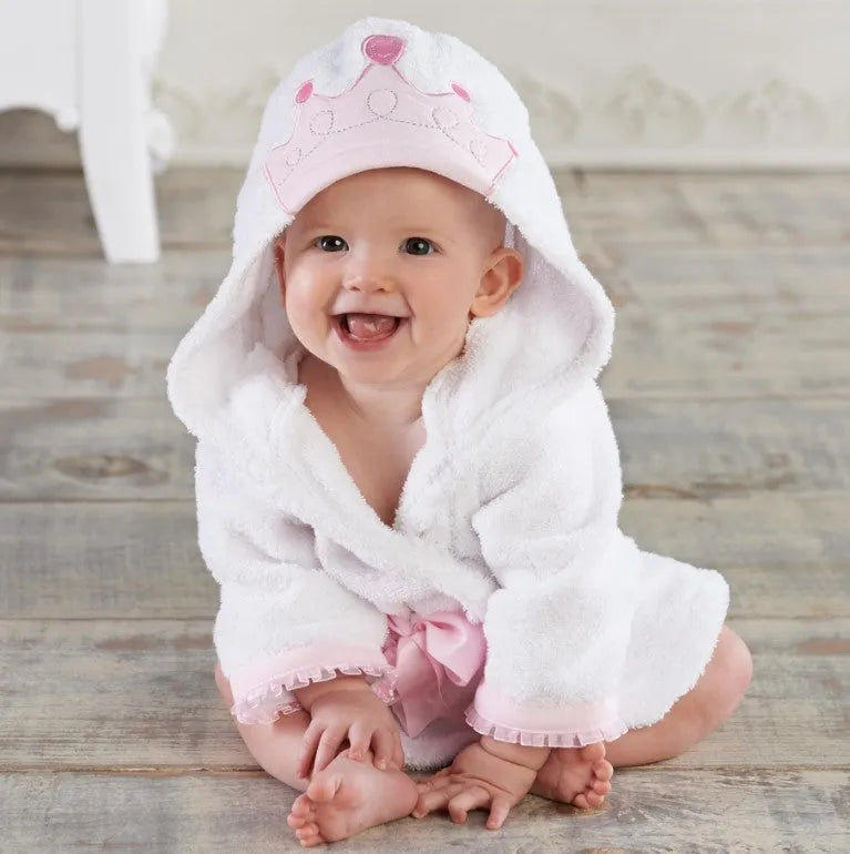Children's hooded absorbent cotton bathrobe with animal shape, cartoon design, in fox pattern