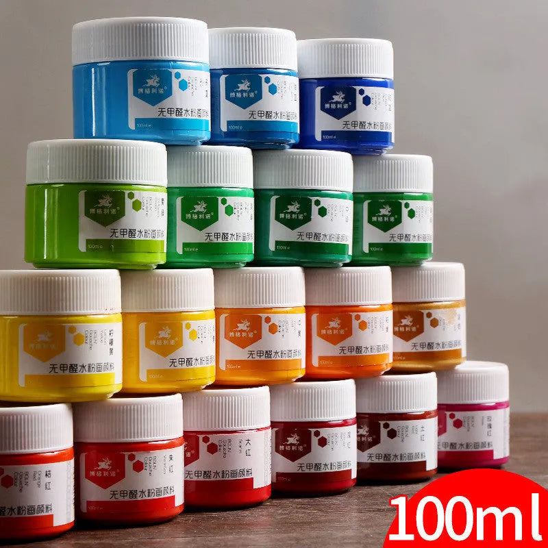 100g bottled gouache paint pigment in eight colours for beginner painting