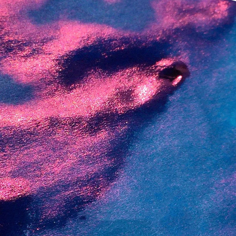 Sheen gradient fountain pen ink bottle with gold powder particles in Red Tide and Truffle colours