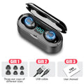 Touch wireless Bluetooth 5.0 headset with battery display, bilateral stereo earplug design, black or white