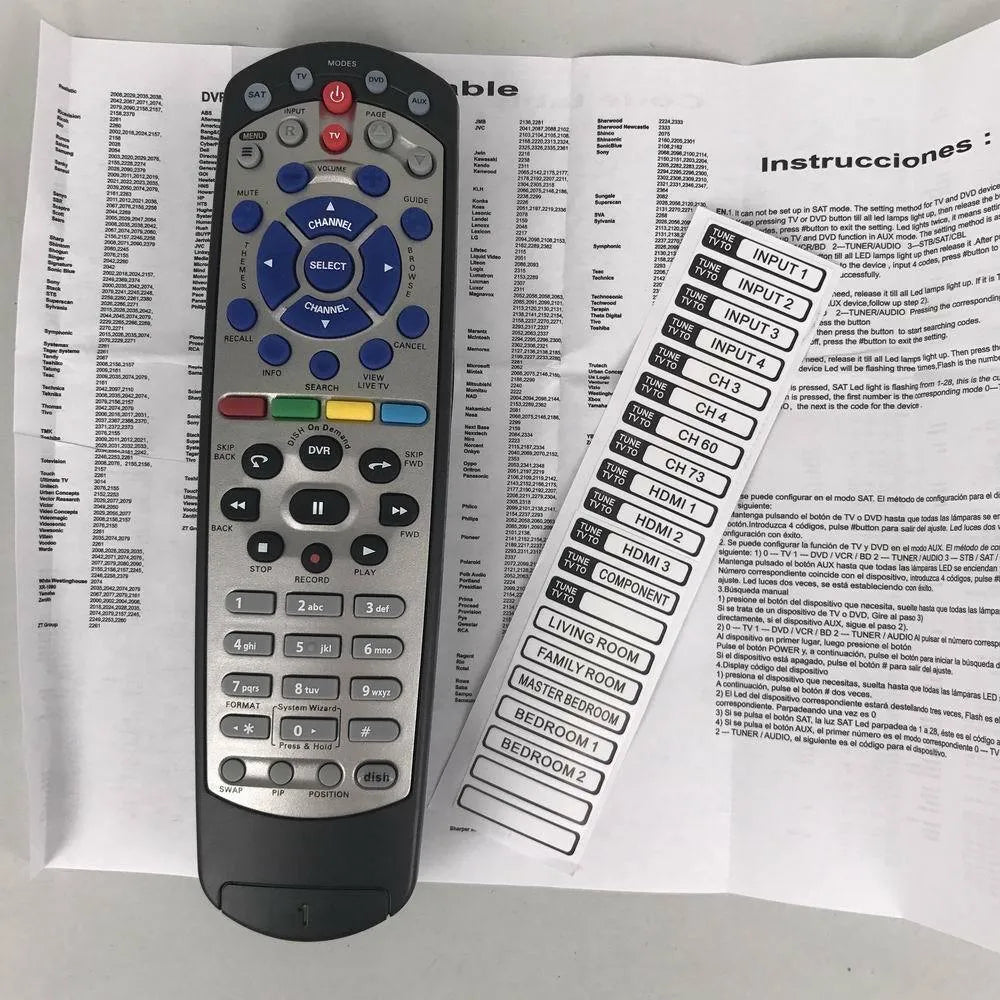 Black Dish Network universal remote control for satellite receivers and DVD systems