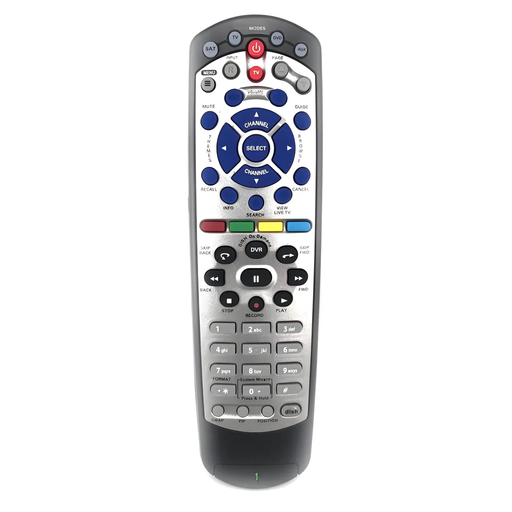 Black Dish Network universal remote control for satellite receivers and DVD systems