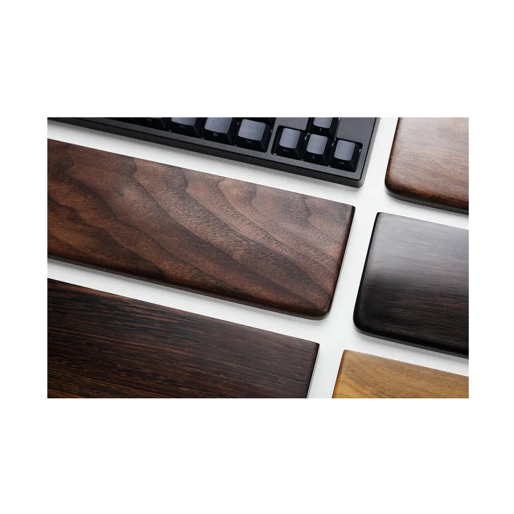 Solid black walnut wood keyboard hand rest measuring 30cm for 60% mechanical keyboards