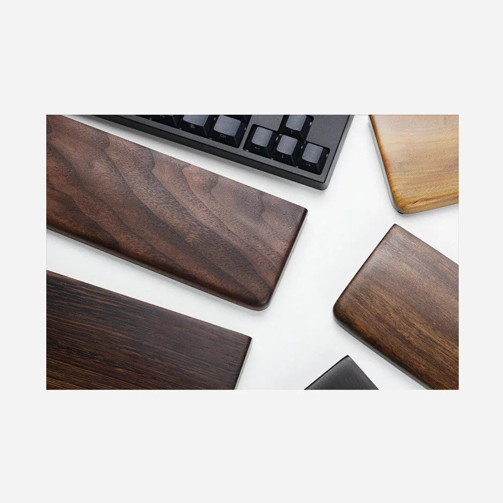 Solid black walnut wood keyboard hand rest measuring 30cm for 60% mechanical keyboards