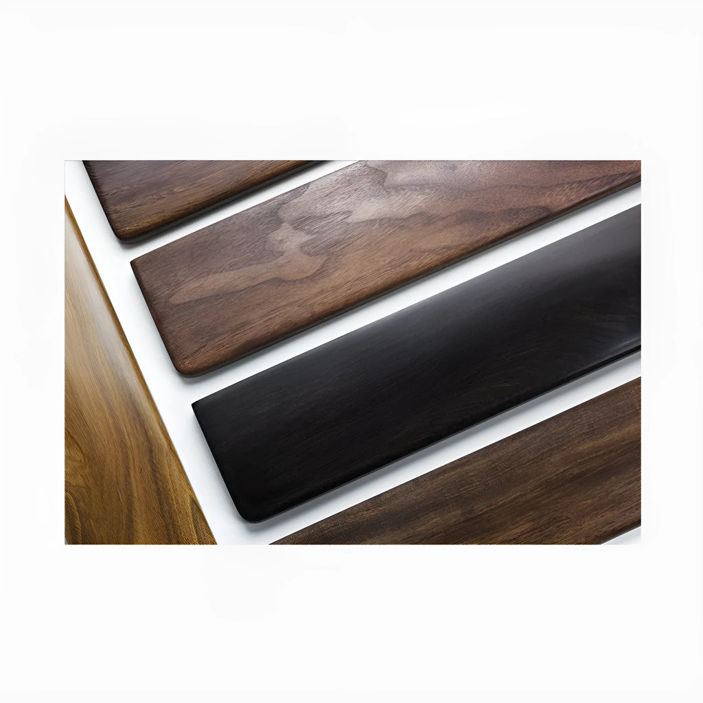 Solid black walnut wood keyboard hand rest measuring 30cm for 60% mechanical keyboards