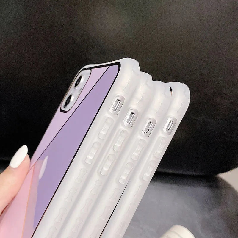 Geometric marble plating splicing phone case in glossy finish with silicone and TPU back cover for iPhone models