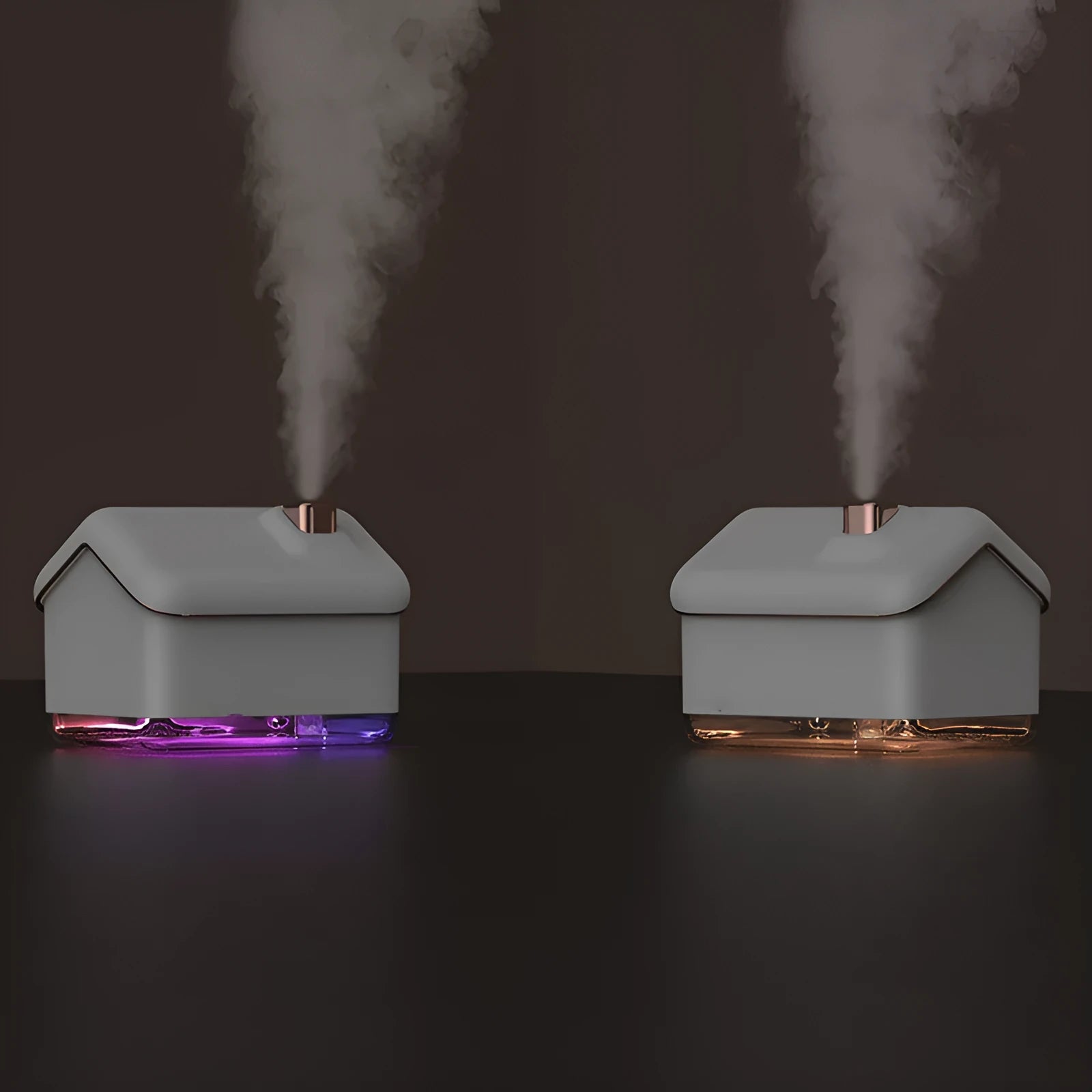 White igloo-shaped ultrasonic humidifier and essential oil diffuser with USB cable and LED light