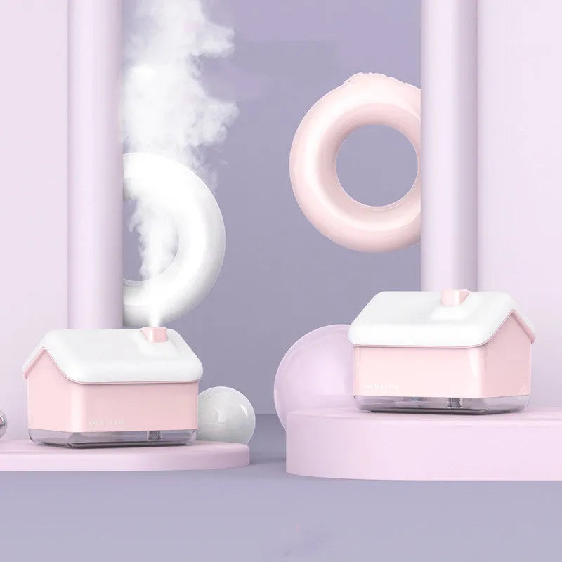 White igloo-shaped ultrasonic humidifier and essential oil diffuser with USB cable and LED light