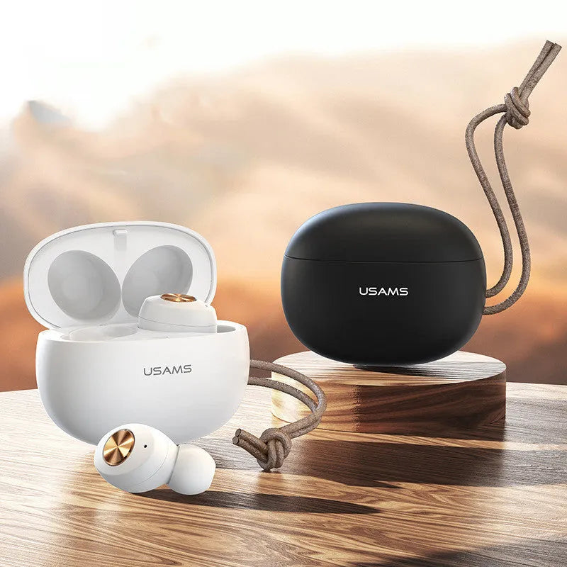 Pebble Series Wireless Bluetooth Mini TWS earbuds in charging case, shown in black, green, and white colour options.