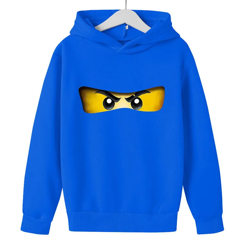 Kids fleece pullover sweatshirt in cotton, long sleeve, fun print, sizes 100-160cm, eight colours