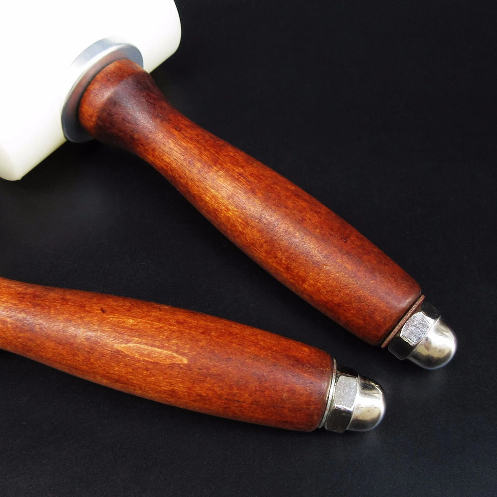 T-shaped nylon leather carving hammer with wooden handle for leather engraving