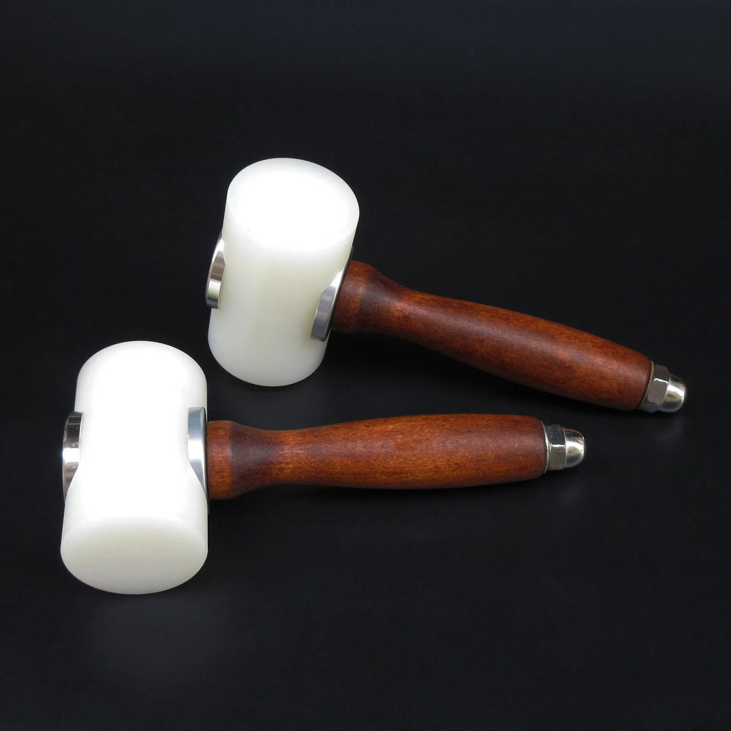 T-shaped nylon leather carving hammer with wooden handle for leather engraving