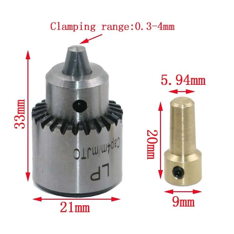 Four hard alloy drill chucks with sleeve attachments and 3.17mm tail holes for electric drills